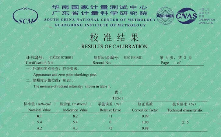  UV能量計(jì)LS120檢測報(bào)告